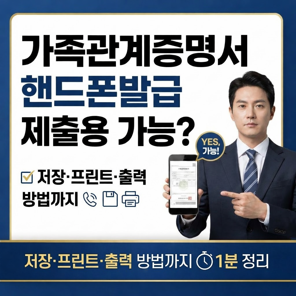 가족관계증명서 핸드폰발급 제출용 가능? 저장·프린트·출력 방법까지 1분 정리
