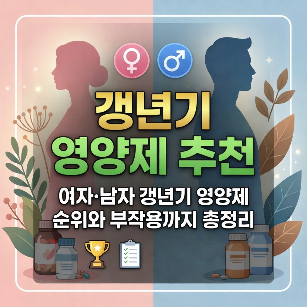 갱년기 영양제 추천, 여자·남자 갱년기 영양제 순위와 부작용까지 총정리