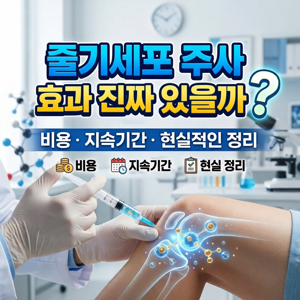 줄기세포 주사 효과 진짜 있을까? 비용 및 지속기간 직접 알아본 현실적인 정리